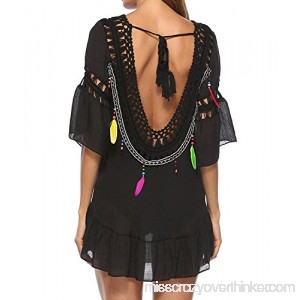 GLUDEAR Women Bathing Suit Crochet Cover Up Beach Bikini Swimsuit Swimwear Dress One Size B07BBHFGDJ